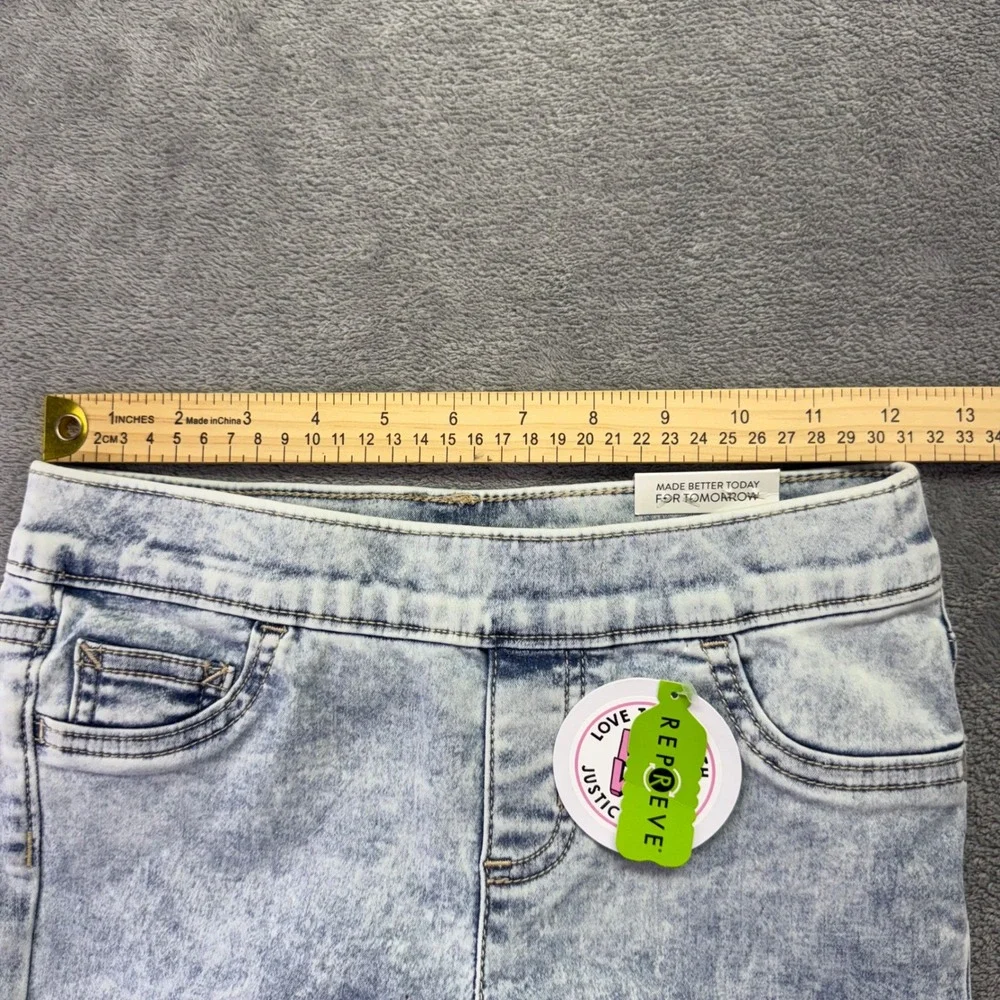 Justice Girls Denim Leggings Size‎ 14 Slim Blue Acid Wash Soft Stretchy Comfy